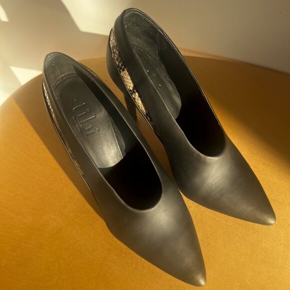 Tibi Lena Black Snakeskin leather Heels Size US 7.5 EU 37.5 - Picture 7 of 7